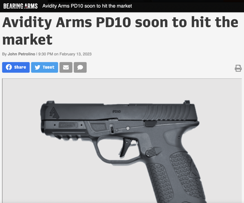 Bearing Arms on the PD10 Avidity Arms